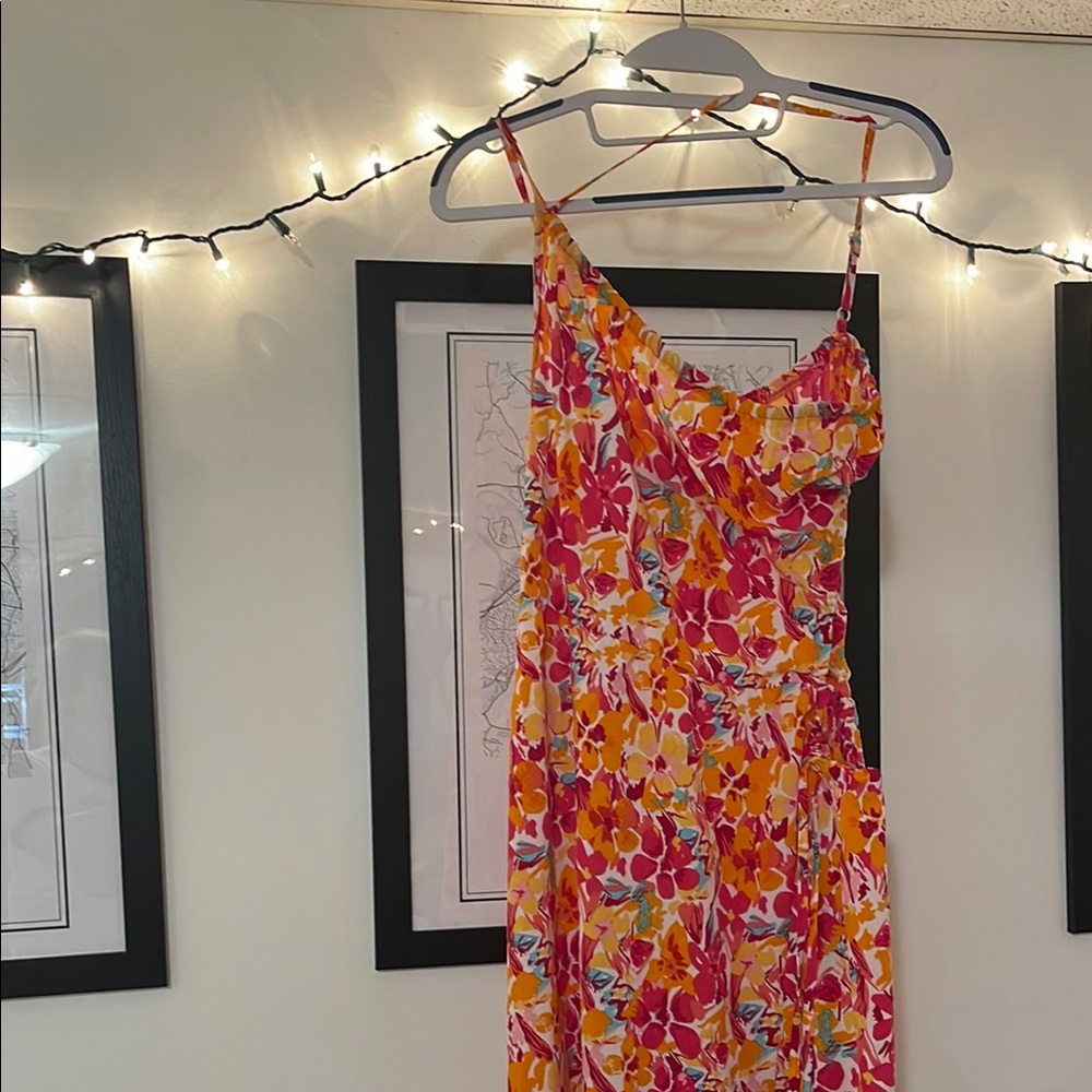 Vibrant Orange and Pink Sleeveless Sundress for Cocktail Night Out